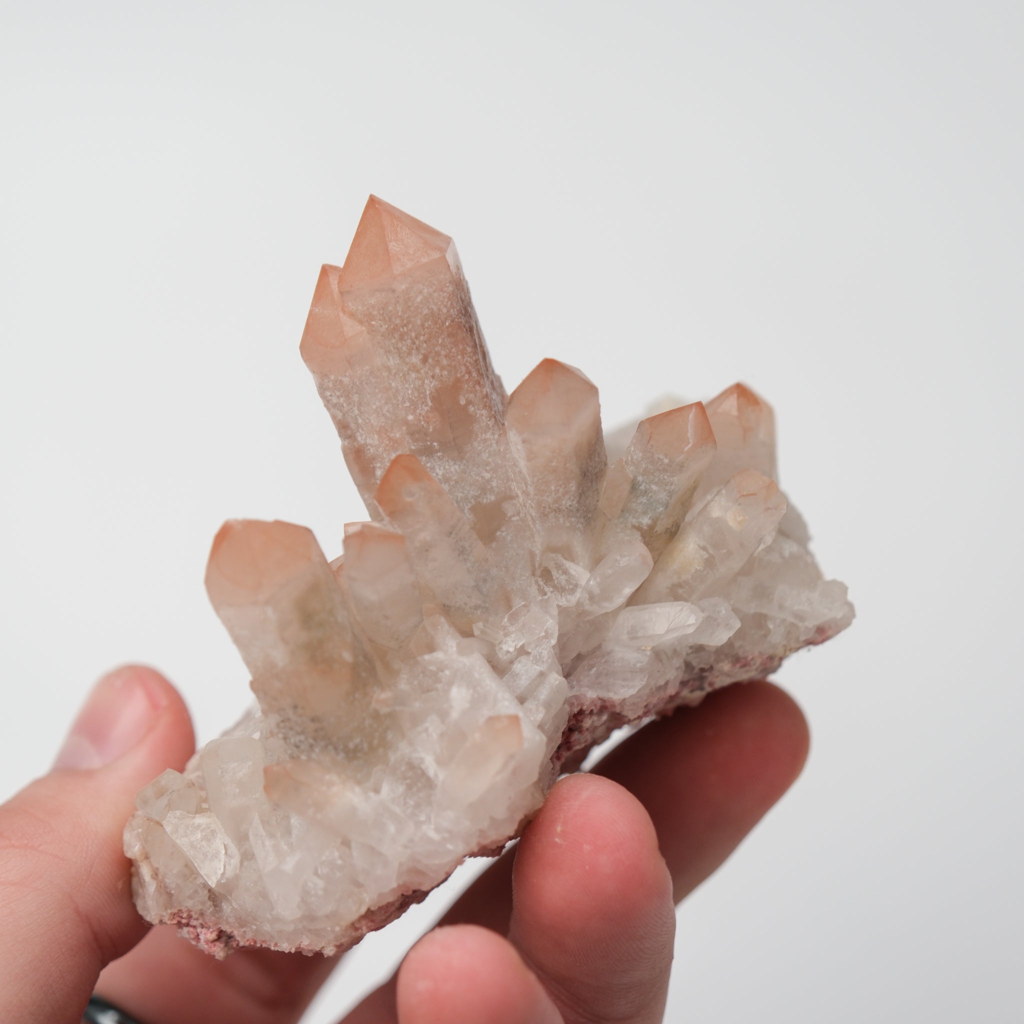 Orange River Quartz Cluster from Noctis Studio showcasing vibrant orange crystal points on a natural mineral base.