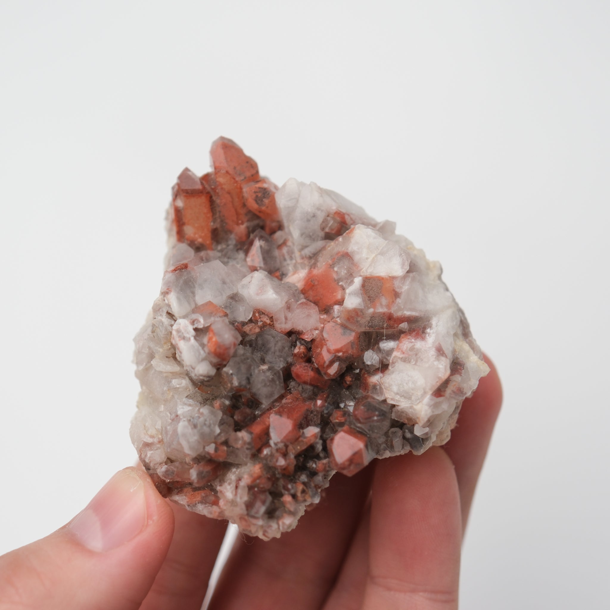 Orange River Quartz Cluster from Noctis Studio showing vibrant orange crystal formations on a natural mineral base.