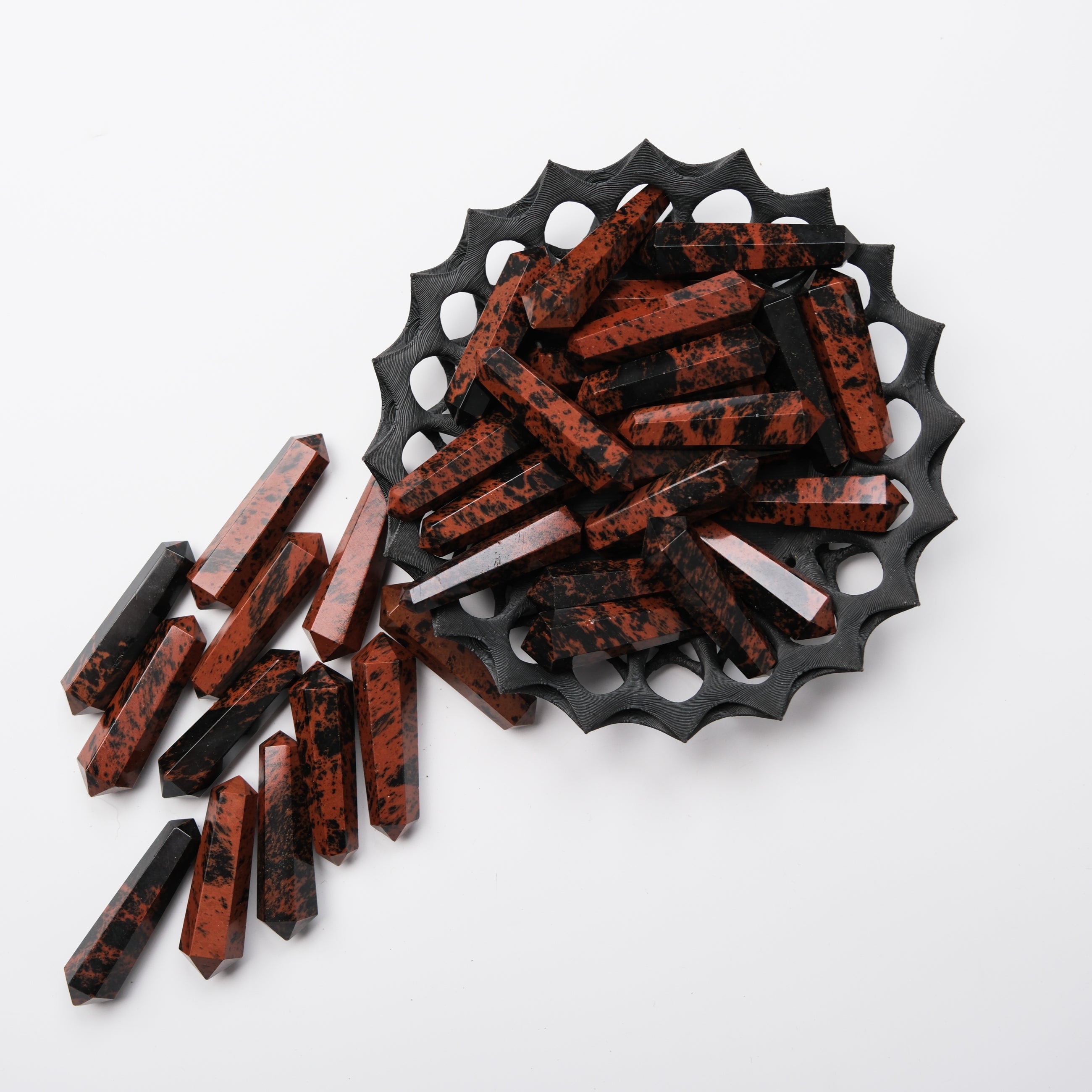 Noctis Studio Mahogany Obsidian Double Gridding Point with polished, pointed tip for crystal healing and energy work.