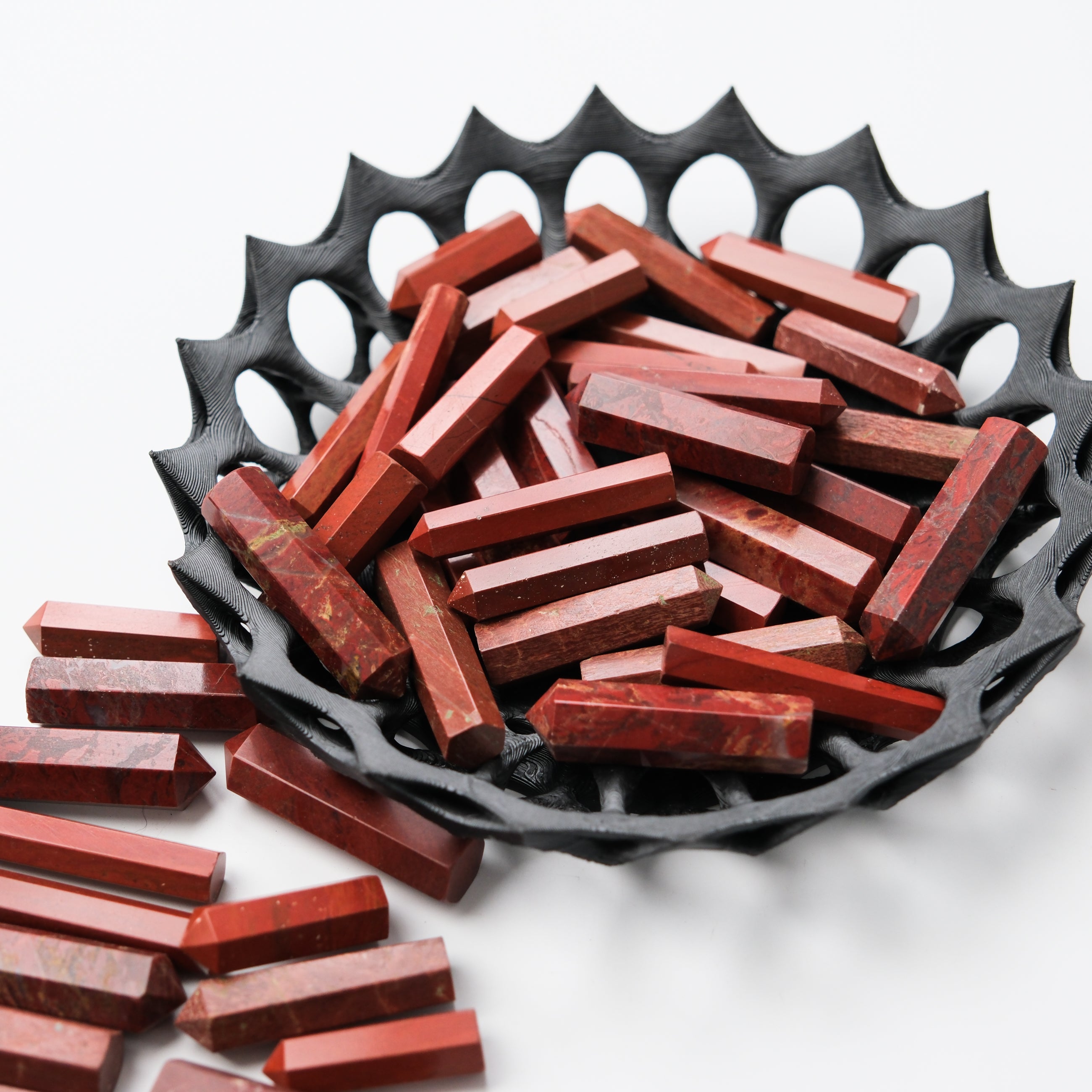 Red Jasper single gridding point from Noctis Studio, polished gemstone for crystal healing and energy grid work.