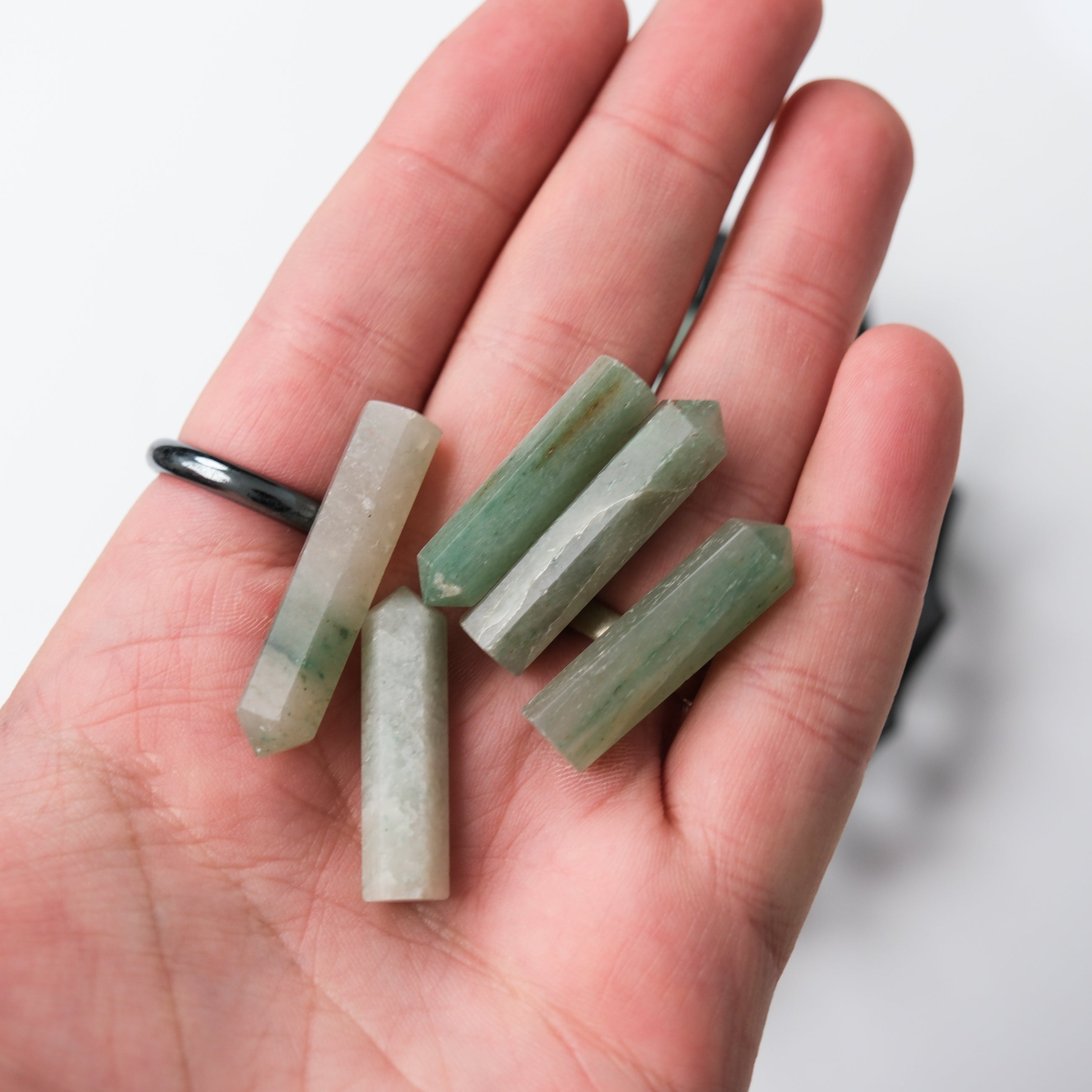 Green Aventurine single gridding point from Noctis Studio, polished mineral crystal with natural green coloration.