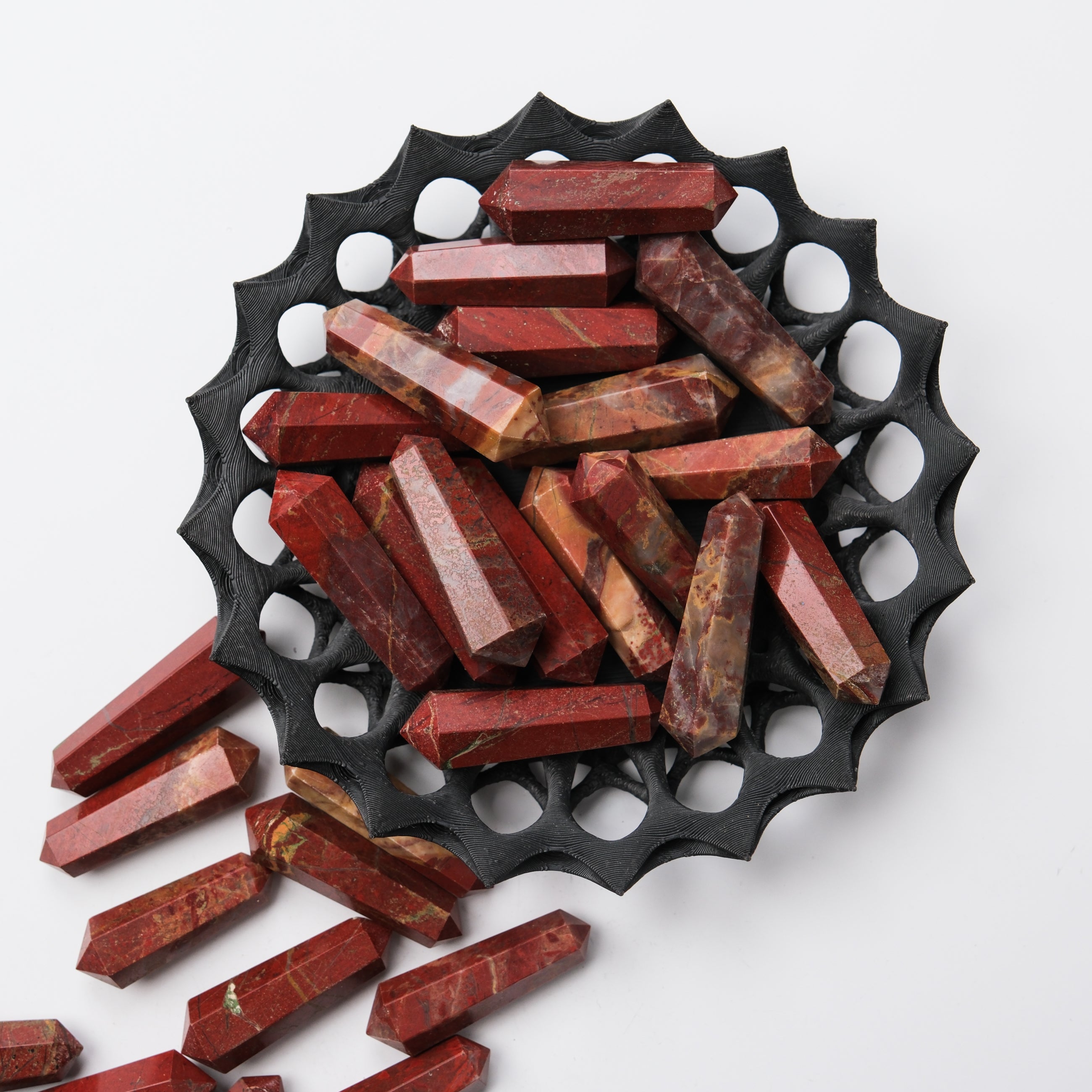 Red Jasper Double Gridding Point from Noctis Studio, a handcrafted jewelry tool with a polished red jasper finish.