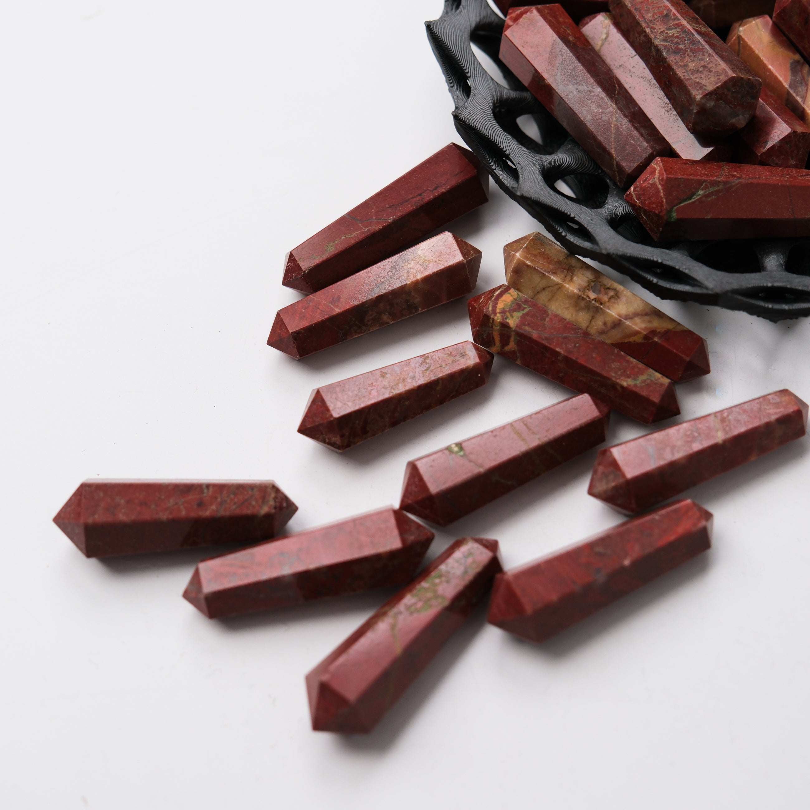 Red Jasper Double Gridding Point from Noctis Studio, a gemstone tool for crystal healing and energy work.
