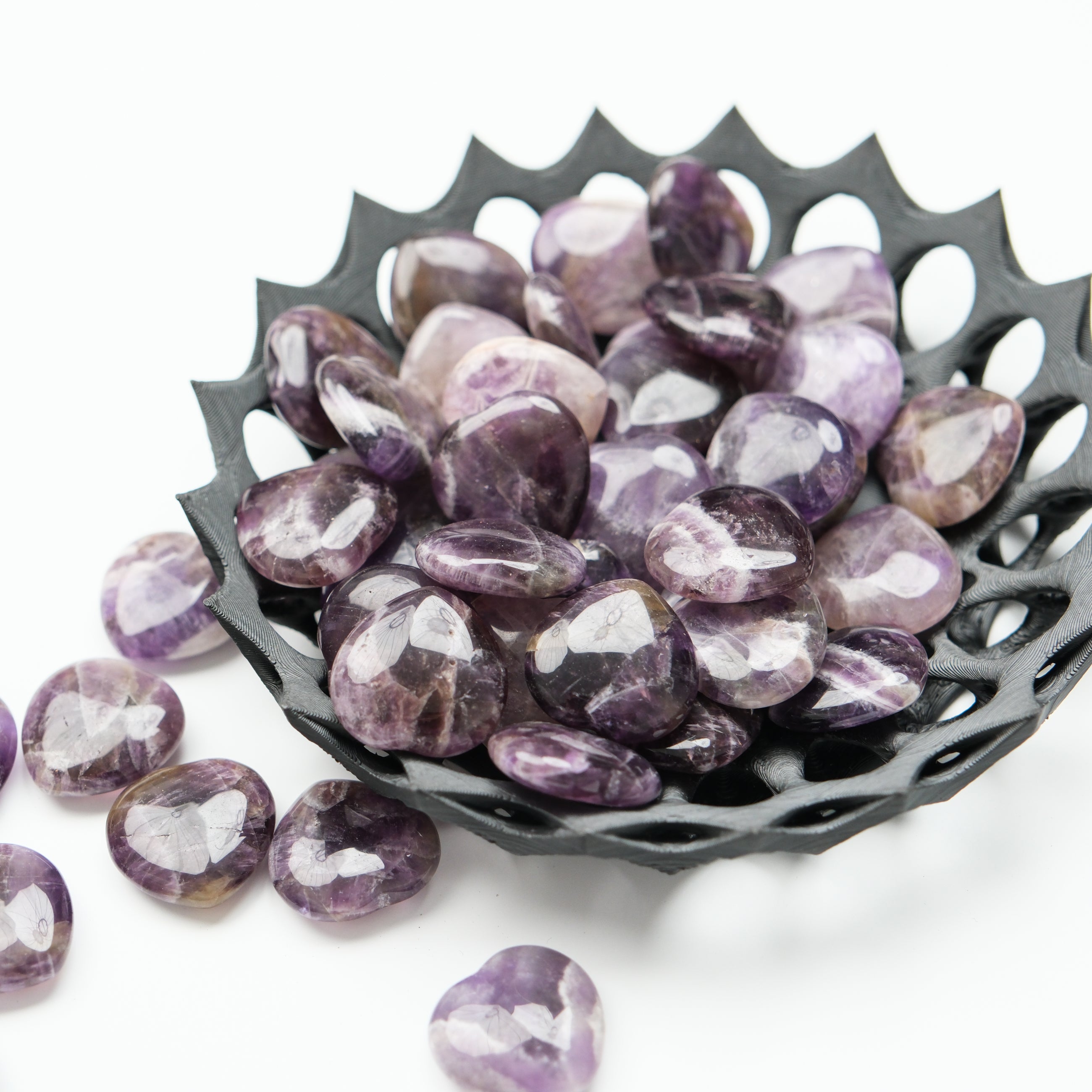 Noctis Studio amethyst mini heart sculpture, smooth purple gemstone heart with polished finish, decorative jewelry or display piece