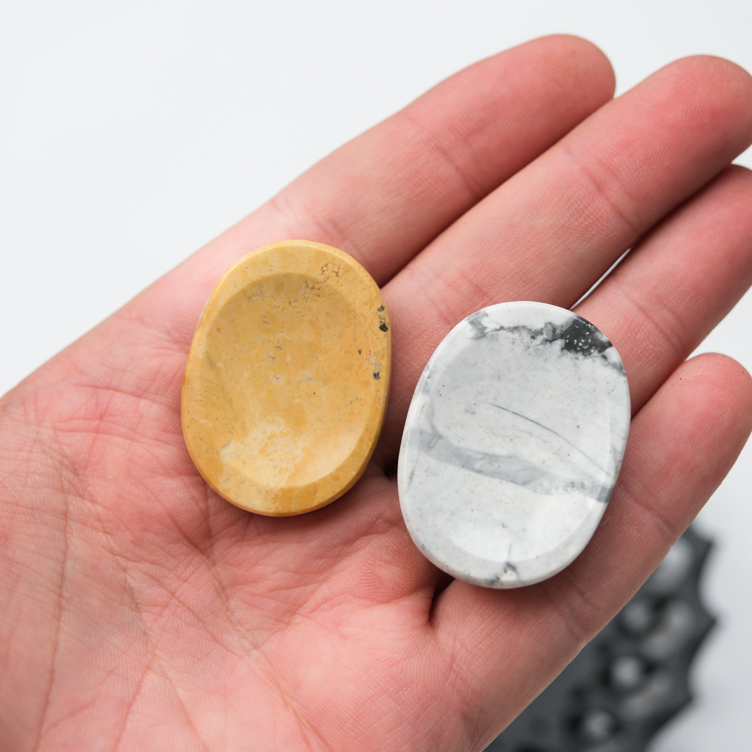 Maligano Jasper worry stone from Noctis Studio, smooth polished gemstone for stress relief and mindful handling.