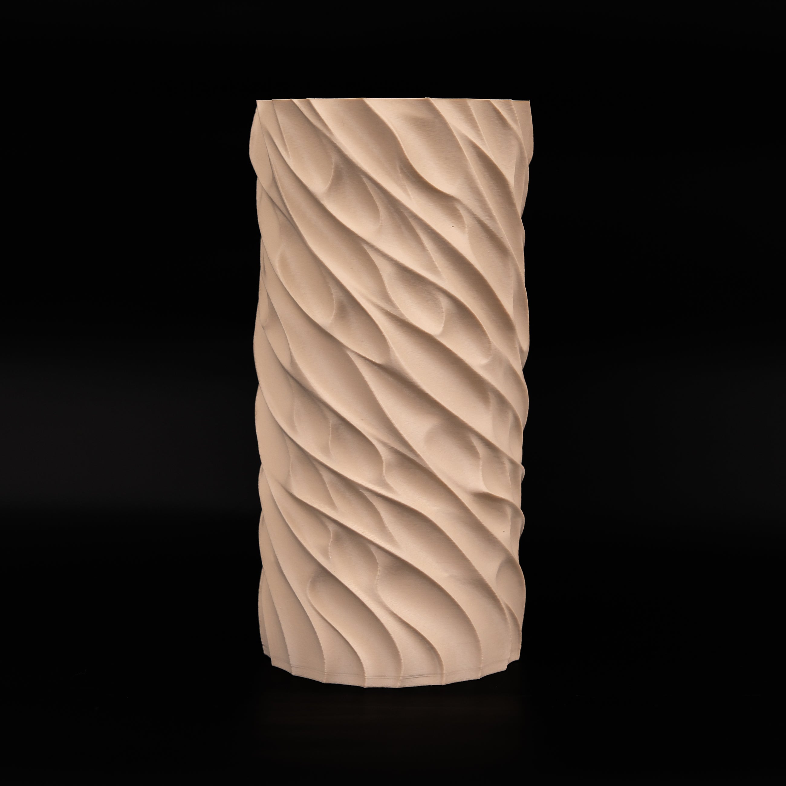 Modern Machine Torsion Column Vase with sleek, sculptural design in ceramic, showcasing a twisting, modern aesthetic.