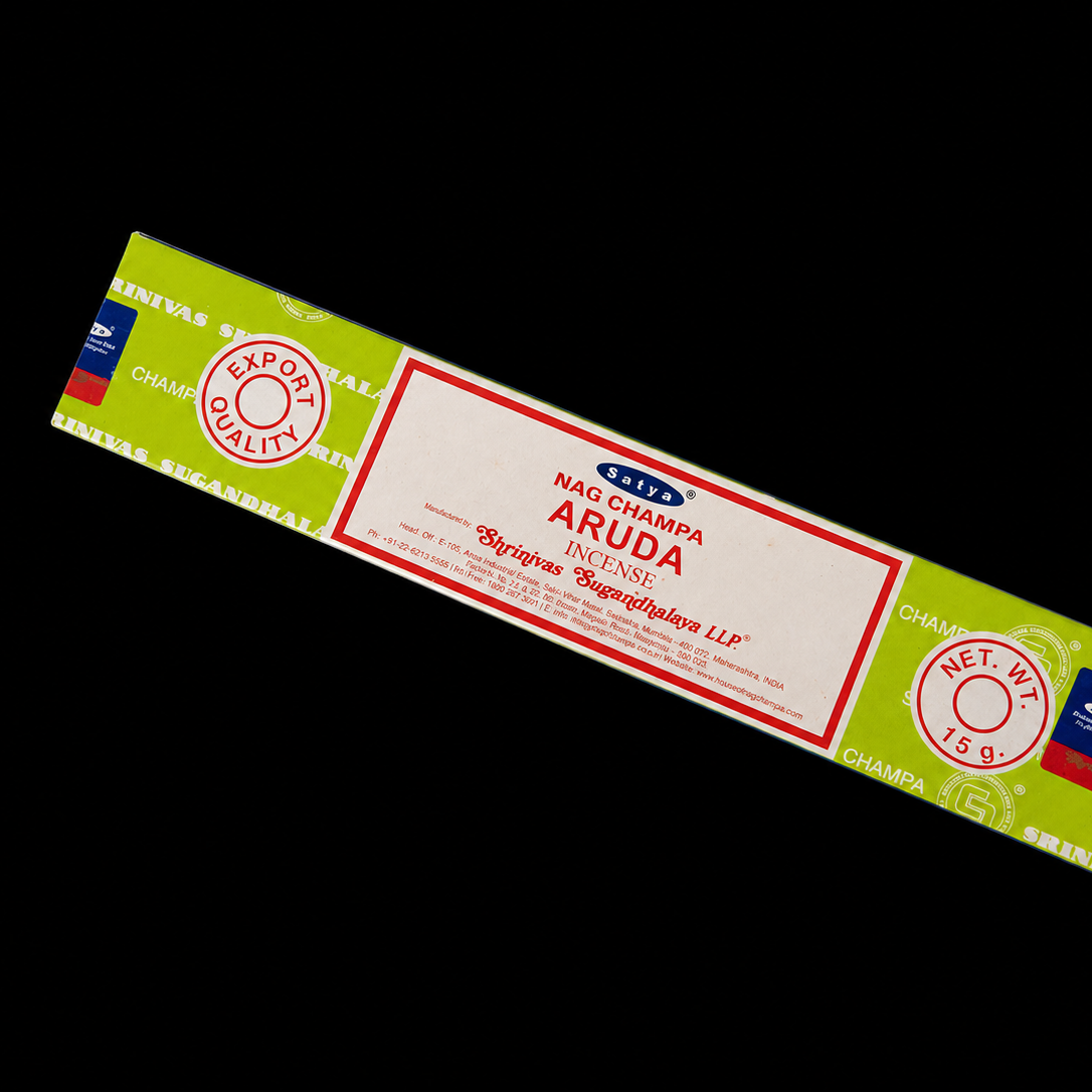 Noctis Studio Aruda Satya Incense sticks in a box, with incense sticks visible, perfect for aromatic burning and relaxation.