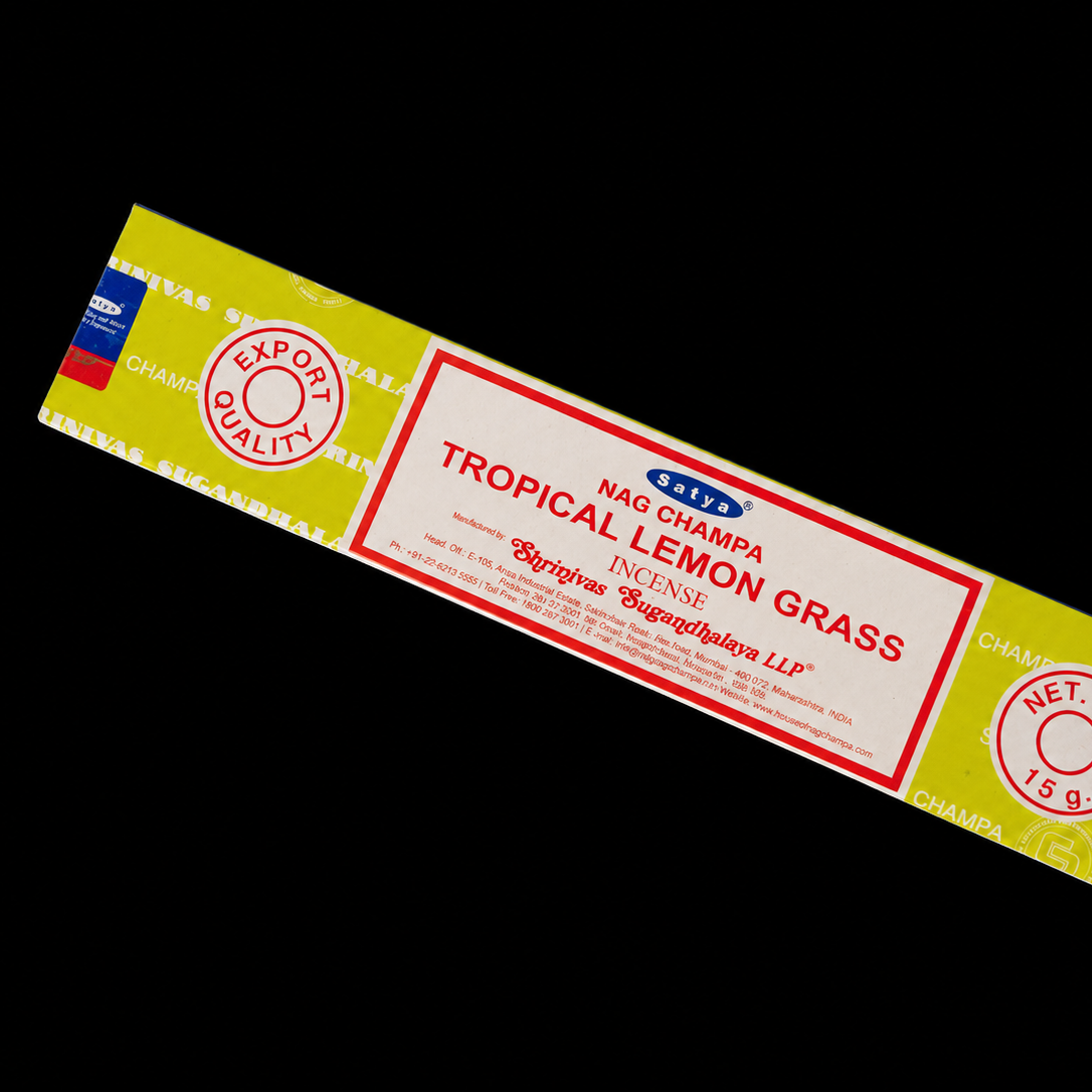 Tropical Lemon Grass Satya Incense sticks in a box, with fragrant lemon grass aroma, produced by Noctis Studio.