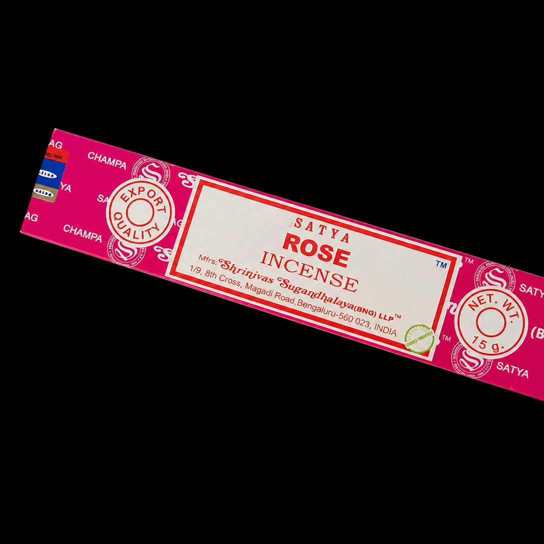 Noctis Studio Rose Satya incense sticks in a box, with aromatic floral scent and natural packaging for incense burning.