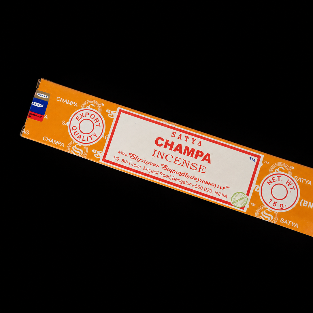 Scented Champa Satya Incense sticks in a box from Noctis Studio, with incense sticks and packaging visible.