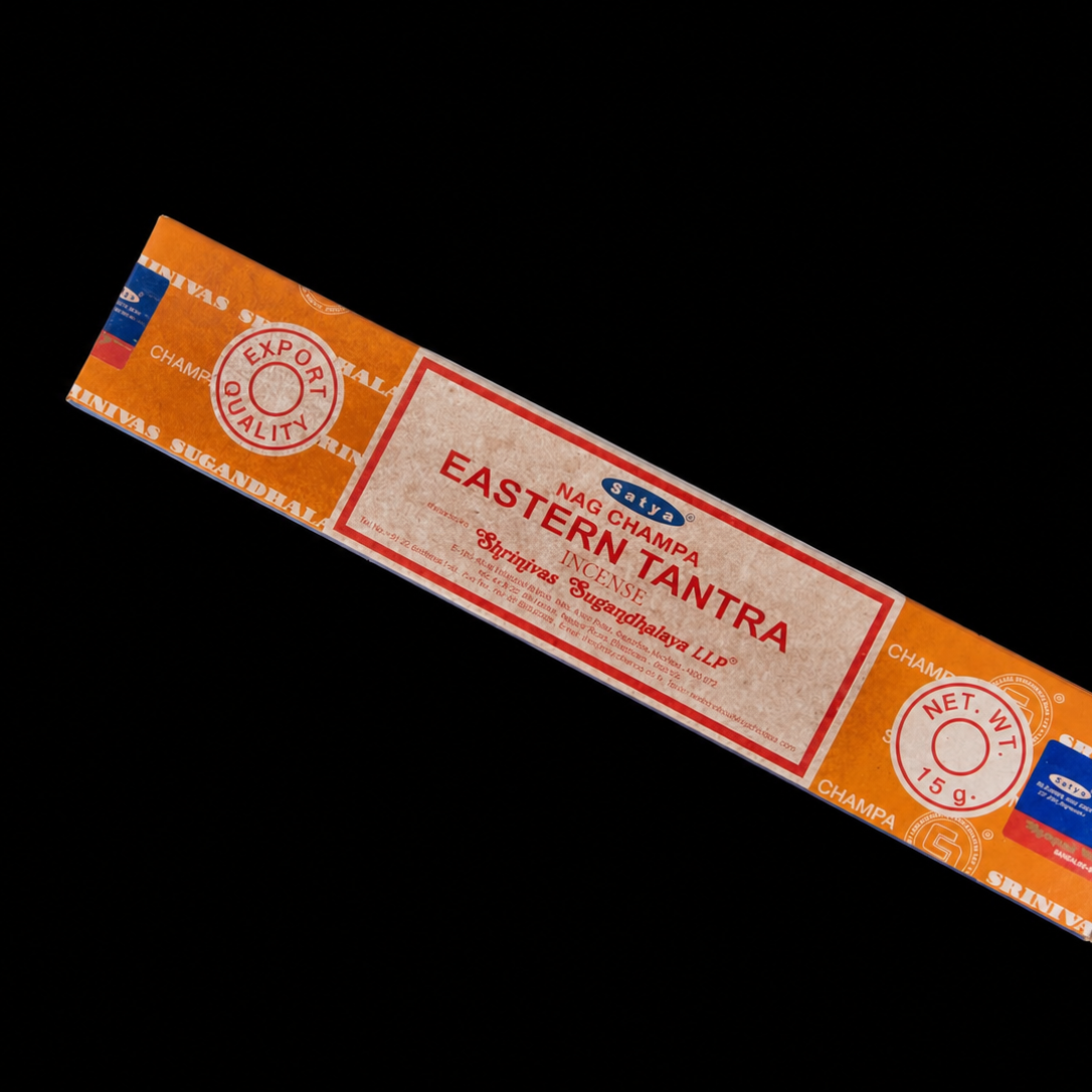 Eastern Tantra Satya Incense sticks from Noctis Studio, shown in a box with incense sticks and traditional packaging.