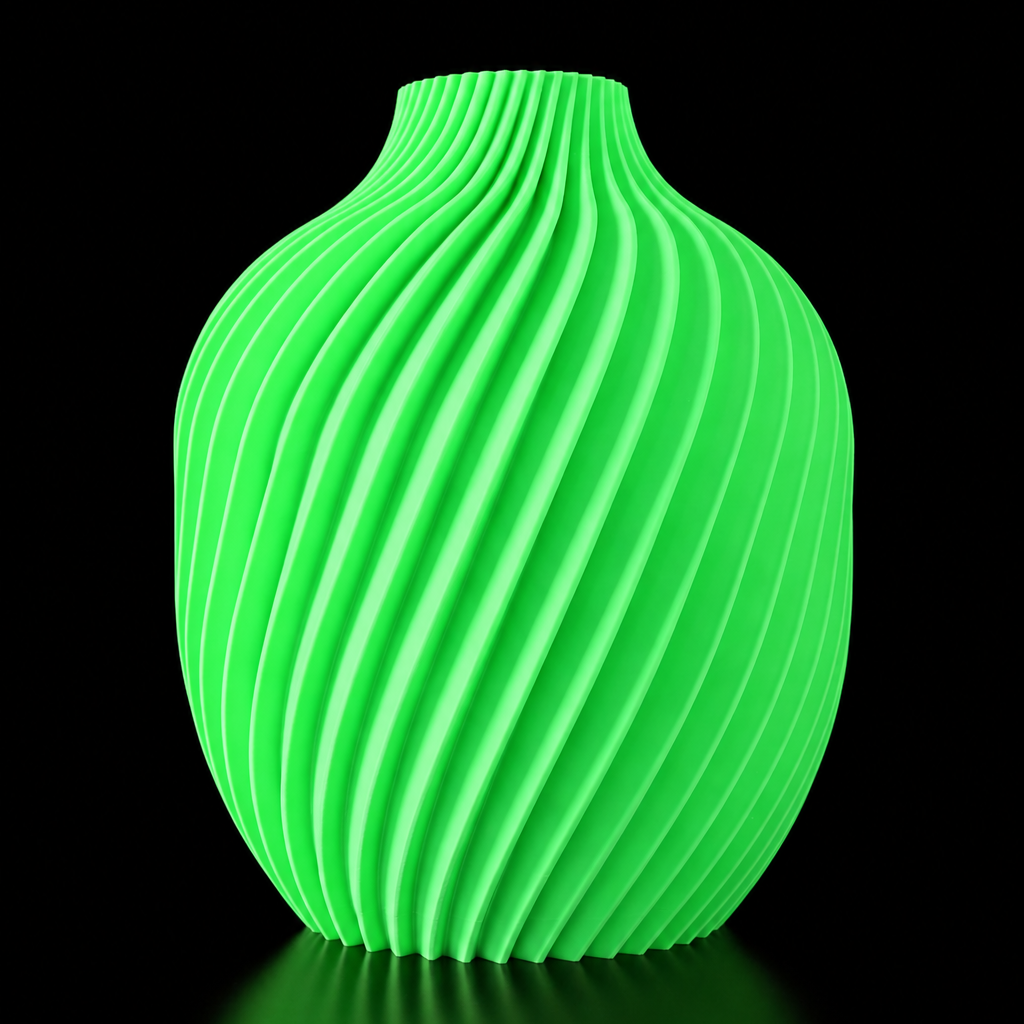 Modern Machine Vortex Vase with sleek, curved design and glossy finish, perfect for contemporary floral arrangements.
