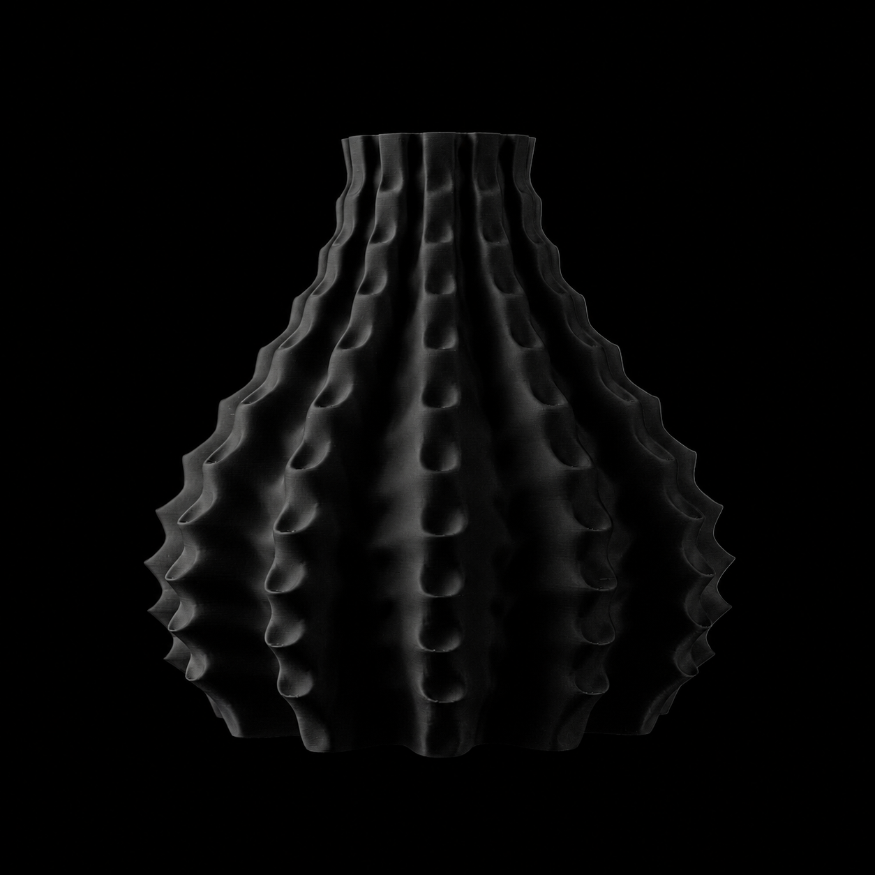 Modern Machine Rippleform Vase with a textured ripple design in ceramic, showcasing its elegant, sculpted shape.