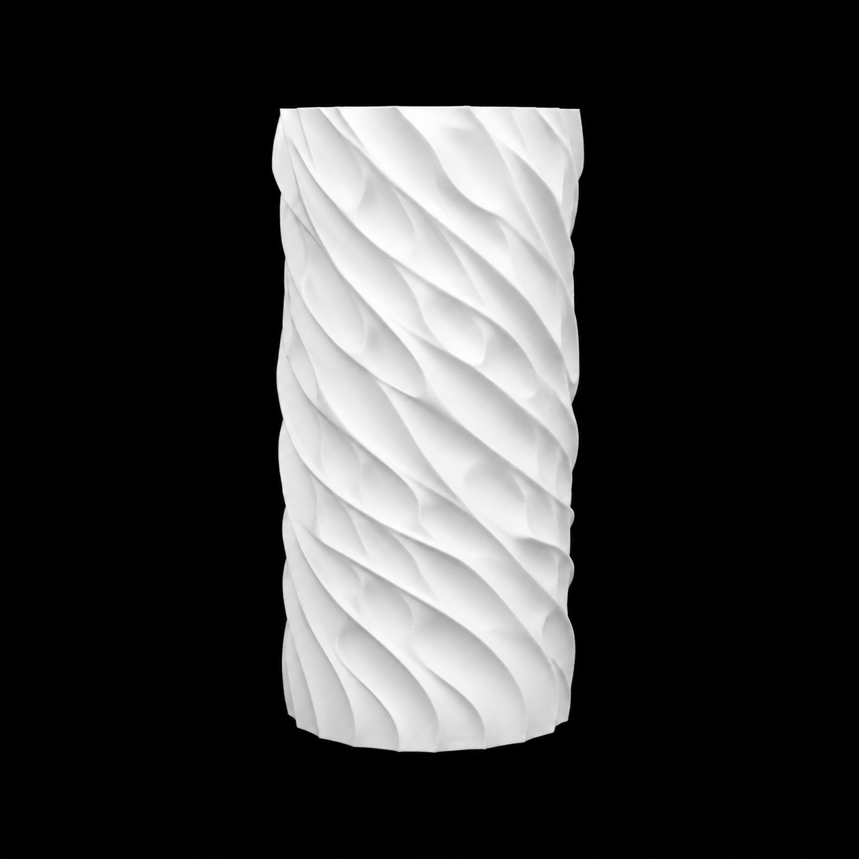 Modern Machine Torsion Column Vase showing a sleek, sculptural ceramic vase with a twisted, torsion-inspired design.