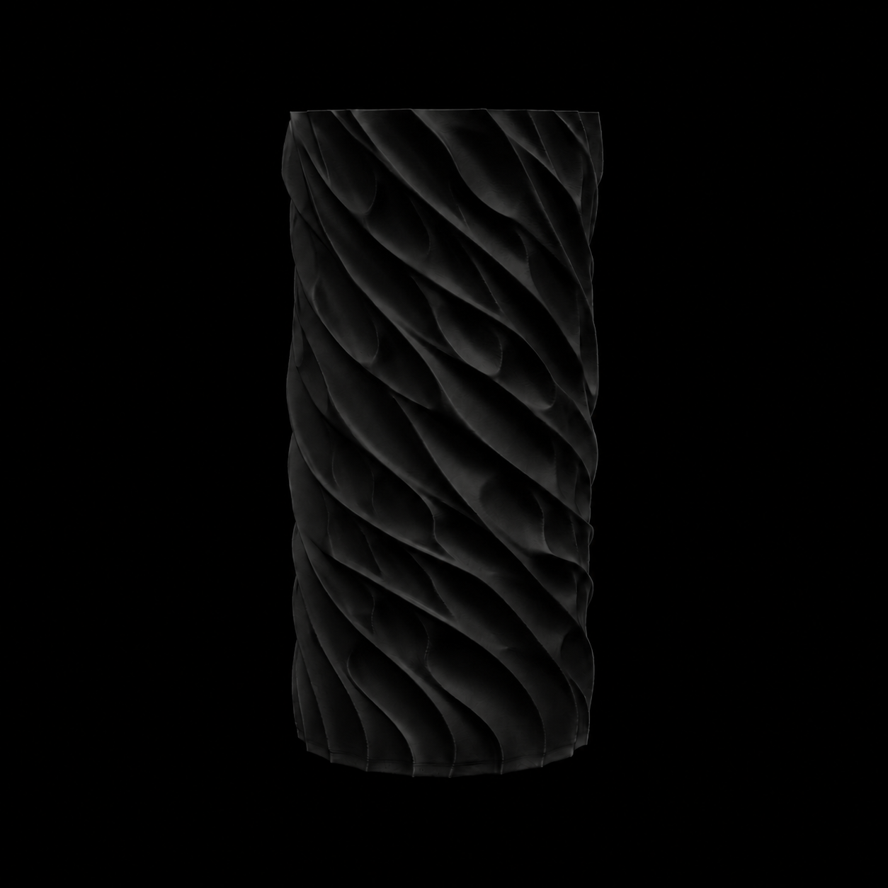 Modern Machine Torsion Column Vase featuring a sleek, twisted design in ceramic with a glossy finish.