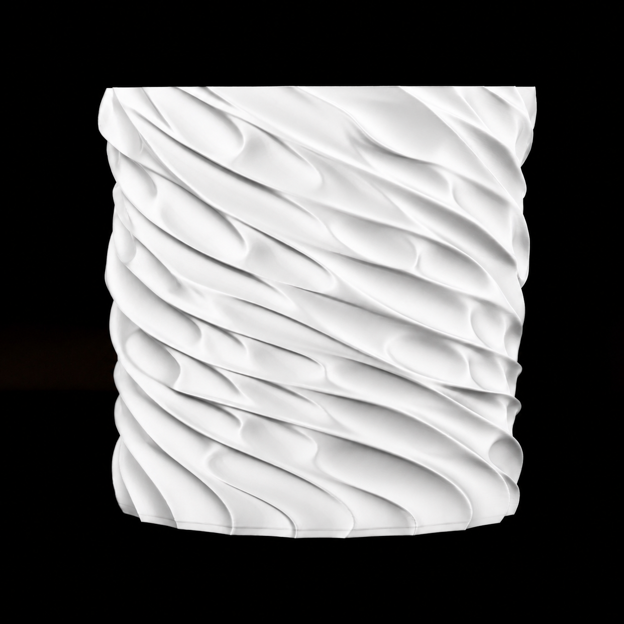 Modern Machine Torsion Ellipse Vase showcasing a sleek, sculptural design in ceramic with a narrow opening and smooth finish.