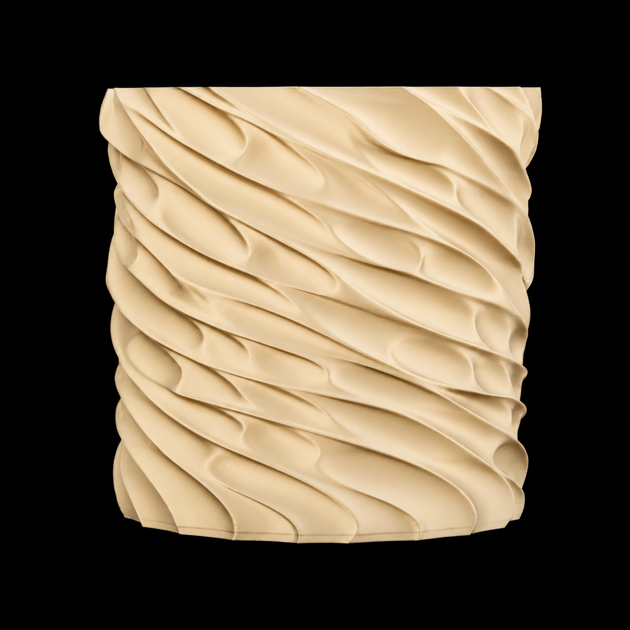 Modern Machine Torsion Ellipse Vase featuring a sleek, curved ceramic design in neutral tones.